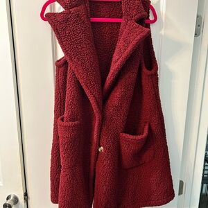 Women's Red Sherpa Vest